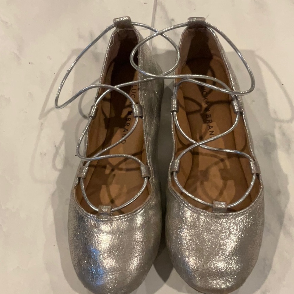 Kids Silver Ballet Lucky Brand Flats